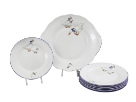 Сервиз для торта "Верона" Гуси 7 предметов с десертными Тарелками 17 см. арт.67161017-0807