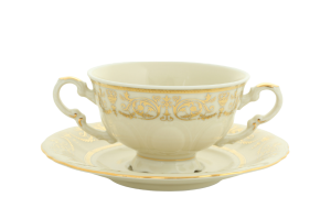 Чашка для супа с блюдцем 2руч. 0,35л арт.07520624-1373