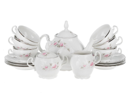 Чайный сервиз Бледные розы на 6 персон 17 предметов арт.БЕР0043
