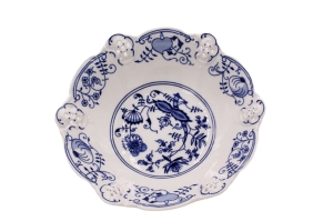 Миска на ножке глад. ажур. 19,5 см. Луковый рисунок арт.38116164-0055